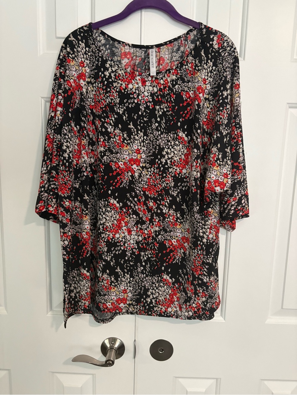 Dear Scarlett Women’s Floral Print Black & Red Blouse Sz L